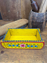 Load image into Gallery viewer, Yellow Wooden Painted Brick Mould / Decorative Herb Planter / Storage Box Tray
