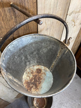 Load image into Gallery viewer, Vintage Galvanised Fire Bucket Log Basket / Plant Pot / Planter Pail Kindling EF
