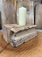 Load image into Gallery viewer, Rustic Church Candle Holder / Indian Pillar Base Holder / Farmhouse Decor Pink
