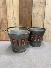 Load image into Gallery viewer, Vintage Galvanised Fire Bucket Log Basket / Plant Pot / Planter Pail Kindling EF
