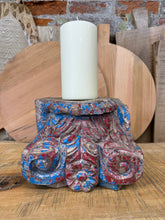 Load image into Gallery viewer, Rustic XL Church Candle Holder / Indian Pillar Base / Farmhouse Decor
