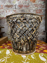 Load image into Gallery viewer, Rustic Lattice Metal Bucket Log Basket /Plant Pot Planter Paper Bin Kindling B
