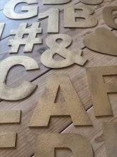 Load image into Gallery viewer, 12&quot; and 5&quot; Gold Fat Font Metal Letters.
