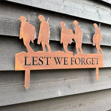 Load image into Gallery viewer, A Rusty Metal Lest We Forget Soldier Scene Garden Decoration
