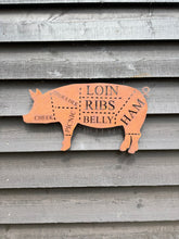 Load image into Gallery viewer, Metal Butchers Cuts Pig Sign
