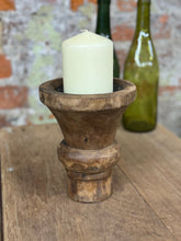 Load image into Gallery viewer, Rustic Wooden Candle Holder / Church Candle Stand / Reclaimed Farmhouse Decor QQ
