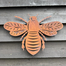 Load image into Gallery viewer, Large Rusty Metal Bee Plaque Wall Art
