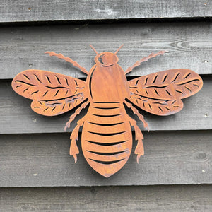 Large Rusty Metal Bee Plaque Wall Art