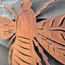 Load image into Gallery viewer, Large Rusty Metal Bee Plaque Wall Art
