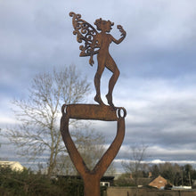 Load image into Gallery viewer, Rusty Metal Fairy On A Spade Garden Decortaion
