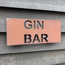 Load image into Gallery viewer, Rusty Metal Gin Bar Sign for Home &amp; Garden
