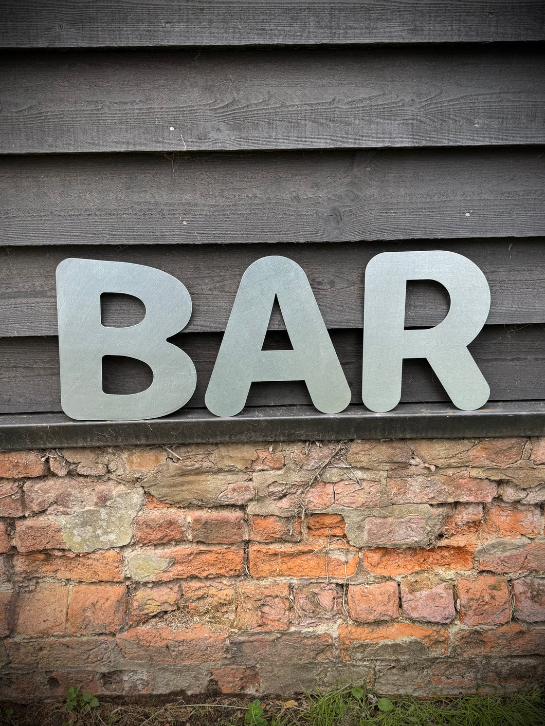 BAR Steel Bubble style Lettering 12 inch