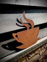 Load image into Gallery viewer, RUSTY COFFEE GARDEN  DECORATION ,  Home Sign , Garden Ornament , Wall feature , garden decoration, rusted metal , bar  sign ,
