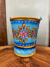Load image into Gallery viewer, Vintage Small Hand Painted Bucket / Plant Pot / Herb Planter / Blue Pail
