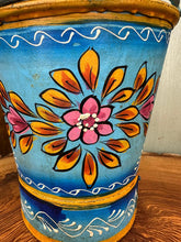 Load image into Gallery viewer, Vintage Small Hand Painted Bucket / Plant Pot / Herb Planter / Blue Pail
