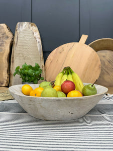 Vintage Bleached Wooden Serving Bowl / Fruit Bread Antipasti Cheese Board Tray
