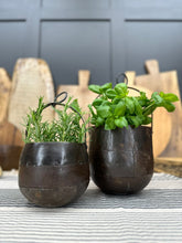 Load image into Gallery viewer, Pair Of Iron Hanging Plant Pot Planter / Herb Pot / Rustic Decor
