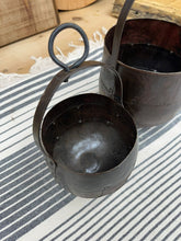Load image into Gallery viewer, Pair Of Iron Hanging Plant Pot Planter / Herb Pot / Rustic Decor
