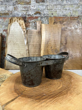 Load image into Gallery viewer, Herb Plant Double Metal Pot Planter / Utensil Pen Pot Desk Tidy / Cutlery Holder
