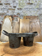 Load image into Gallery viewer, Herb Plant Double Metal Pot Planter / Utensil Pen Pot Desk Tidy / Cutlery Holder
