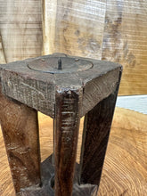 Load image into Gallery viewer, Rustic Wooden Candle Holder / Church Candle / Reclaimed Farmhouse Decor  /Square
