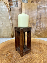 Load image into Gallery viewer, Rustic Wooden Candle Holder / Church Candle / Reclaimed Farmhouse Decor  /Square
