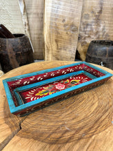 Load image into Gallery viewer, Rustic Wooden Painted Tray Bowl / Bread Antipasti Bowl Decorative Storage Tray A
