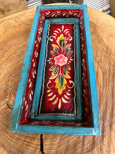 Rustic Wooden Painted Tray Bowl / Bread Antipasti Bowl Decorative Storage Tray A