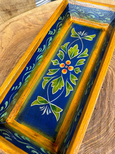 Rustic Wooden Painted Tray Bowl / Bread Antipasti Decorative Serving Platter C