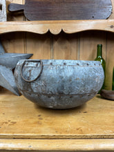Load image into Gallery viewer, Vintage Indian Water Pot / Riveted Hand Beaten Metal Pot / Metal Vase / Rustic Bowl / Plant Pot / Fruit Bowl
