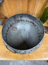 Load image into Gallery viewer, Vintage Indian Water Pot / Riveted Hand Beaten Metal Pot / Metal Vase / Rustic Bowl / Plant Pot / Fruit Bowl
