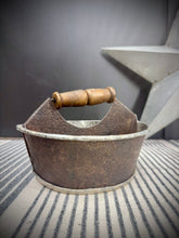 Load image into Gallery viewer, Vintage Small Metal Tray / Plant Pot Herb Planter / Metal Bucket Carry Caddie  (B)
