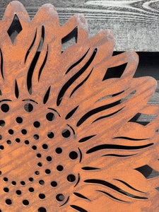 Large Rusty Metal Sunflower Garden Decoration