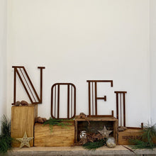 Load image into Gallery viewer, Christmas Mantle Fireplace Decoration NOEL In Rustic Rusted Art Deco Letters
