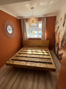 Scaffold Board Rustic Floating Bed Frame