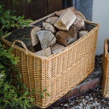 Load image into Gallery viewer, Natural Wicker Rectangular Log Basket with Lining
