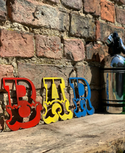 Load image into Gallery viewer, 5&quot; and 12&quot; Metal Coloured Carnival Letters
