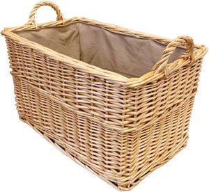Natural Wicker Rectangular Log Basket with Lining