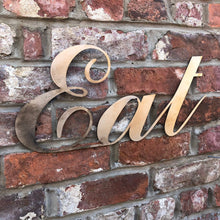 Load image into Gallery viewer, Rustic Distressed Gold Metal Eat Wall Decoration
