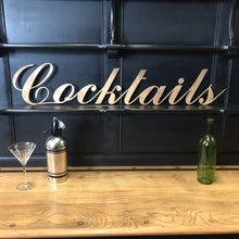 Load image into Gallery viewer, Rustic Distressed Gold Cocktails Sign
