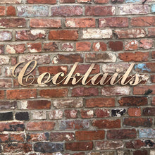 Load image into Gallery viewer, Rustic Distressed Gold Cocktails Sign
