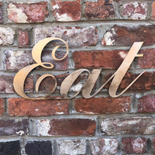 Load image into Gallery viewer, Rustic Distressed Gold Metal Eat Wall Decoration
