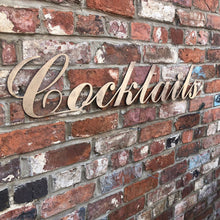 Load image into Gallery viewer, Rustic Distressed Gold Cocktails Sign
