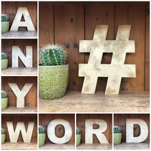 Load image into Gallery viewer, 12&quot; and 5&quot; Gold Fat Font Metal Letters.
