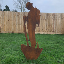 Load image into Gallery viewer, Large Rusty Metal Soldier Garden Statue
