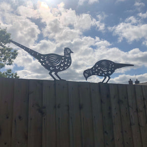 2 Rusty Metal Pheasants Garden Pheasants
