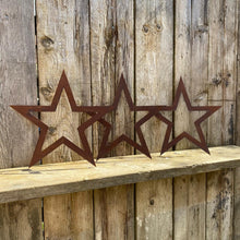 Load image into Gallery viewer, Set of 3 Rusty Metal Stars, Decorations For The Home And Garden.
