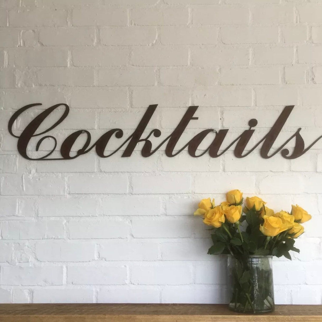 Rusty Metal Cockatils Sign for Home & Garden