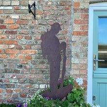 Load image into Gallery viewer, Rusty Metal Soldier Garden Statue, Remembrance Feature
