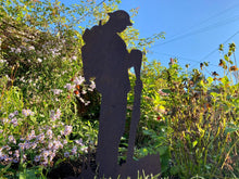 Load image into Gallery viewer, Rusty Metal Soldier Garden Statue, Remembrance Feature
